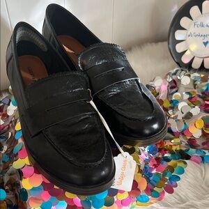 Lucky Brand Black Leather Slip-On Loafers